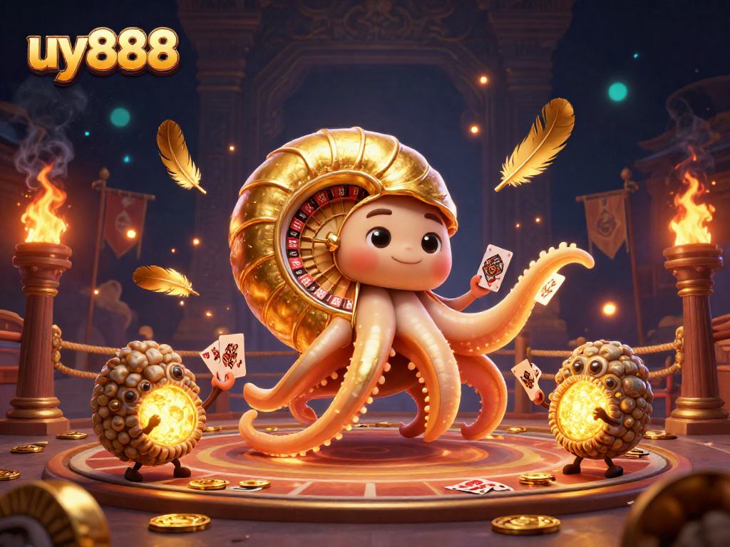 Engage in thrilling adventures with uy888, featuring a giant nautilus as a roulette wheel with glowing ammonite companions.