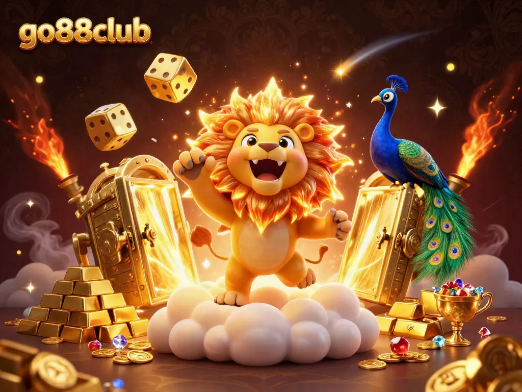 Experience thrilling wins at go88club with a vibrant 3D cartoon scene showcasing iconic casino elements.