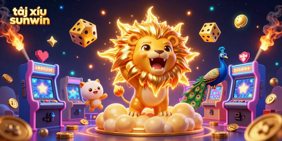 Experience thrilling tài xỉu sunwin gameplay with vibrant casino elements in a dynamic 3D illustration.