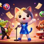 Sbobet offers exciting casino gaming action with a vibrant jazz scene featuring animated characters and gaming elements.
