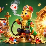 Play slots at situs deposit 5000 with vibrant, immersive 3D elements and engaging characters in a colorful casino scene.
